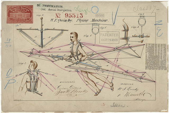Patent Drawing for a Flying Machine